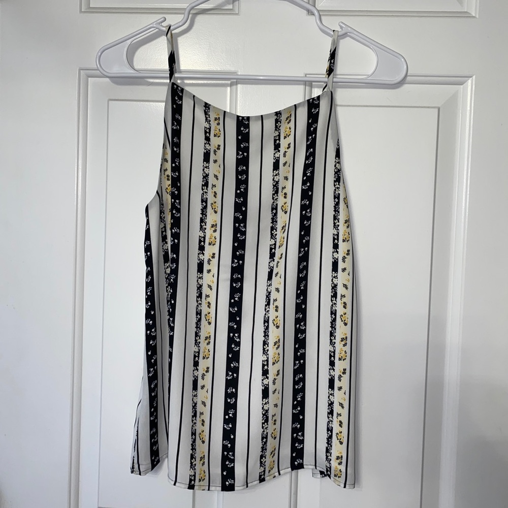 Floral Black and Yellow Loft Sleeveless Blouse